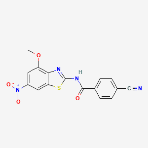 molecular formula C16H10N4O4S B2439741 4-cyano-N-(4-methoxy-6-nitro-1,3-benzothiazol-2-yl)benzamide CAS No. 475045-12-6