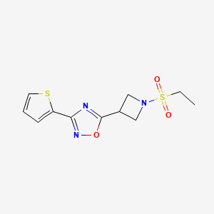 molecular formula C11H13N3O3S2 B2439747 5-(1-(Ethylsulfonyl)azetidin-3-yl)-3-(thiophen-2-yl)-1,2,4-oxadiazole CAS No. 1327574-80-0