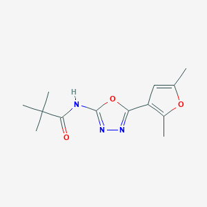 molecular formula C13H17N3O3 B2439760 N-[5-(2,5-dimethylfuran-3-yl)-1,3,4-oxadiazol-2-yl]-2,2-dimethylpropanamide CAS No. 1286710-32-4
