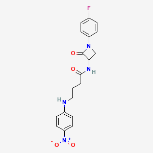 molecular formula C19H19FN4O4 B2439761 N-[1-(4-fluorophenyl)-2-oxoazetidin-3-yl]-4-[(4-nitrophenyl)amino]butanamide CAS No. 1796895-83-4