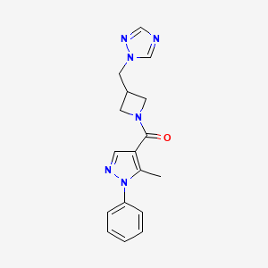 (3-((1H-1,2,4-triazol-1-yl)methyl)azetidin-1-yl)(5-methyl-1-phenyl-1H-pyrazol-4-yl)methanone