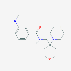 molecular formula C19H29N3O2S B2439774 3-(Dimethylamino)-N-[(4-thiomorpholin-4-yloxan-4-yl)methyl]benzamide CAS No. 2415468-74-3
