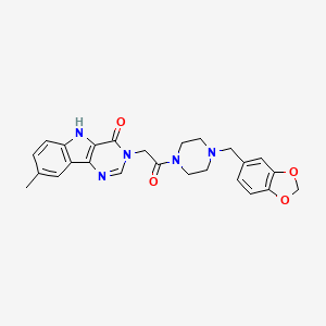 3-(2-(4-(benzo[d][1,3]dioxol-5-ylmethyl)piperazin-1-yl)-2-oxoethyl)-8-methyl-3H-pyrimido[5,4-b]indol-4(5H)-one