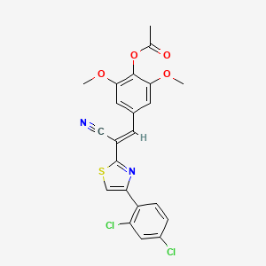 (E)-4-(2-cyano-2-(4-(2,4-dichlorophenyl)thiazol-2-yl)vinyl)-2,6-dimethoxyphenyl acetate