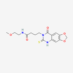 molecular formula C16H19N3O5S B2439847 N-(2-methoxyethyl)-4-{8-oxo-6-sulfanylidene-2H,5H,6H,7H,8H-[1,3]dioxolo[4,5-g]quinazolin-7-yl}butanamide CAS No. 688054-18-4