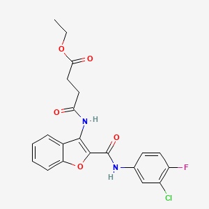 molecular formula C21H18ClFN2O5 B2439877 ethyl 3-({2-[(3-chloro-4-fluorophenyl)carbamoyl]-1-benzofuran-3-yl}carbamoyl)propanoate CAS No. 888442-53-3