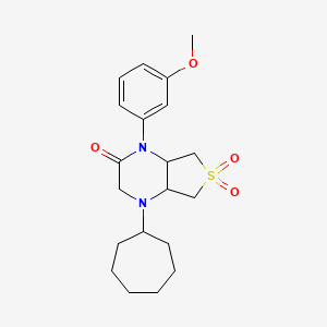 4-cycloheptyl-1-(3-methoxyphenyl)hexahydrothieno[3,4-b]pyrazin-2(1H)-one 6,6-dioxide