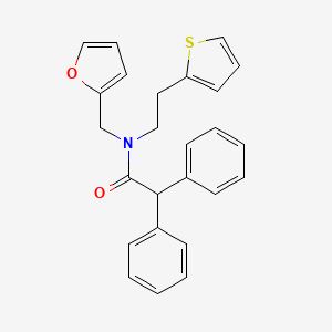 N-(furan-2-ylmethyl)-2,2-diphenyl-N-(2-(thiophen-2-yl)ethyl)acetamide