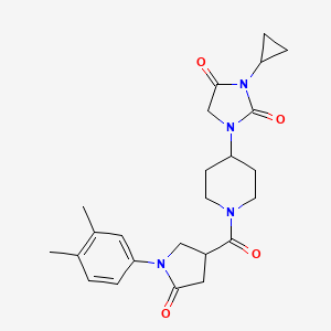 3-Cyclopropyl-1-{1-[1-(3,4-dimethylphenyl)-5-oxopyrrolidine-3-carbonyl]piperidin-4-yl}imidazolidine-2,4-dione