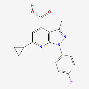 B2439944 6-cyclopropyl-1-(4-fluorophenyl)-3-methyl-1H-pyrazolo[3,4-b]pyridine-4-carboxylic acid CAS No. 937598-64-6