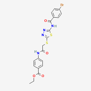 Ethyl 4-(2-((5-(4-bromobenzamido)-1,3,4-thiadiazol-2-yl)thio)acetamido)benzoate