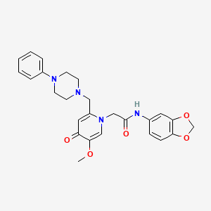 molecular formula C26H28N4O5 B2439957 N-(2H-1,3-benzodioxol-5-yl)-2-{5-methoxy-4-oxo-2-[(4-phenylpiperazin-1-yl)methyl]-1,4-dihydropyridin-1-yl}acetamide CAS No. 921481-34-7