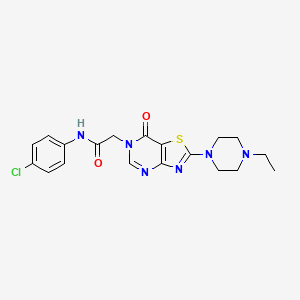molecular formula C19H21ClN6O2S B2439964 N-(4-chlorophenyl)-2-[2-(4-ethylpiperazin-1-yl)-7-oxo-6H,7H-[1,3]thiazolo[4,5-d]pyrimidin-6-yl]acetamide CAS No. 951575-10-3