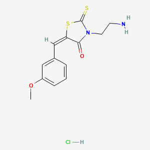 molecular formula C13H15ClN2O2S2 B2439977 (5E)-3-(2-aminoethyl)-5-[(3-methoxyphenyl)methylidene]-2-sulfanylidene-1,3-thiazolidin-4-one hydrochloride CAS No. 1266714-62-8