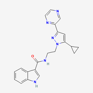 N-(2-(5-cyclopropyl-3-(pyrazin-2-yl)-1H-pyrazol-1-yl)ethyl)-1H-indole-3-carboxamide