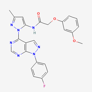 molecular formula C24H20FN7O3 B2439984 N-{1-[1-(4-fluorophenyl)-1H-pyrazolo[3,4-d]pyrimidin-4-yl]-3-methyl-1H-pyrazol-5-yl}-2-(3-methoxyphenoxy)acetamide CAS No. 1007009-84-8