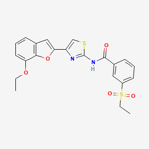 molecular formula C22H20N2O5S2 B2439987 N-(4-(7-乙氧苯并呋喃-2-基)噻嘧-2-基)-3-(乙基磺酰)苯甲酰胺 CAS No. 921871-46-7