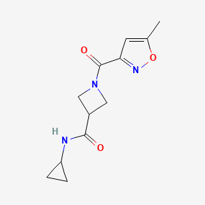 molecular formula C12H15N3O3 B2439990 N-cyclopropyl-1-(5-methyl-1,2-oxazole-3-carbonyl)azetidine-3-carboxamide CAS No. 1351644-30-8