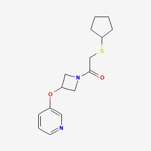 molecular formula C15H20N2O2S B2439991 2-(Cyclopentylthio)-1-(3-(pyridin-3-yloxy)azetidin-1-yl)ethanone CAS No. 1904172-15-1