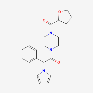 molecular formula C21H25N3O3 B2440009 2-phenyl-2-(1H-pyrrol-1-yl)-1-(4-(tetrahydrofuran-2-carbonyl)piperazin-1-yl)ethanone CAS No. 1351582-26-7