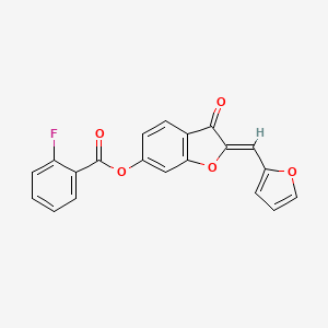 (Z)-2-(furan-2-ylmethylene)-3-oxo-2,3-dihydrobenzofuran-6-yl 2-fluorobenzoate