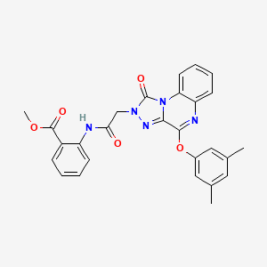 molecular formula C27H23N5O5 B2440012 methyl 2-{2-[4-(3,5-dimethylphenoxy)-1-oxo-1H,2H-[1,2,4]triazolo[4,3-a]quinoxalin-2-yl]acetamido}benzoate CAS No. 1189375-39-0