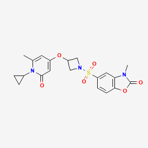 5-((3-((1-cyclopropyl-6-methyl-2-oxo-1,2-dihydropyridin-4-yl)oxy)azetidin-1-yl)sulfonyl)-3-methylbenzo[d]oxazol-2(3H)-one