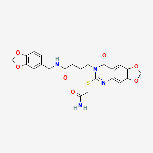 molecular formula C23H22N4O7S B2440029 N-[(2H-1,3-benzodioxol-5-yl)methyl]-4-{6-[(carbamoylmethyl)sulfanyl]-8-oxo-2H,7H,8H-[1,3]dioxolo[4,5-g]quinazolin-7-yl}butanamide CAS No. 688060-25-5