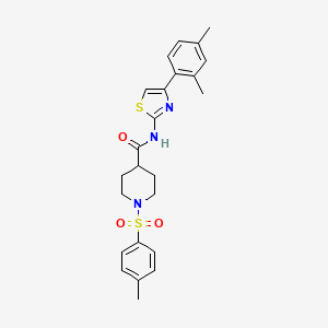 molecular formula C24H27N3O3S2 B2440034 N-(4-(2,4-dimethylphenyl)thiazol-2-yl)-1-tosylpiperidine-4-carboxamide CAS No. 923488-18-0
