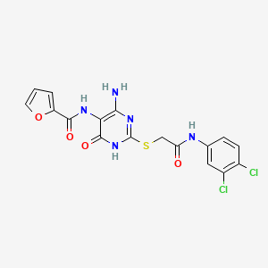 molecular formula C17H13Cl2N5O4S B2440051 N-(4-amino-2-((2-((3,4-dichlorophenyl)amino)-2-oxoethyl)thio)-6-oxo-1,6-dihydropyrimidin-5-yl)furan-2-carboxamide CAS No. 868226-21-5