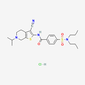 molecular formula C24H33ClN4O3S2 B2440063 N-(3-cyano-6-isopropyl-4,5,6,7-tetrahydrothieno[2,3-c]pyridin-2-yl)-4-(N,N-dipropylsulfamoyl)benzamide hydrochloride CAS No. 1216472-13-7