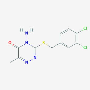 molecular formula C11H10Cl2N4OS B2440065 4-amino-3-((3,4-dichlorobenzyl)thio)-6-methyl-1,2,4-triazin-5(4H)-one CAS No. 676458-38-1