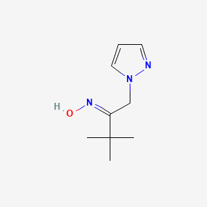 molecular formula C9H15N3O B2440076 (2Z)-3,3-Dimethyl-1-(1H-pyrazol-1-YL)butan-2-one oxime CAS No. 64921-57-9
