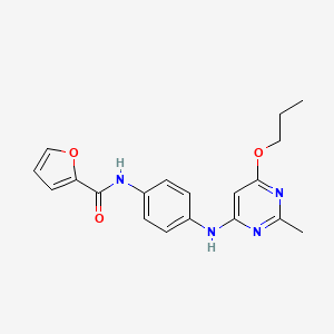molecular formula C19H20N4O3 B2440096 N-(4-((2-methyl-6-propoxypyrimidin-4-yl)amino)phenyl)furan-2-carboxamide CAS No. 946273-11-6
