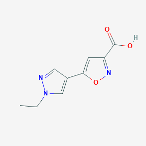 molecular formula C9H9N3O3 B2440138 5-(1-Ethyl-1H-pyrazol-4-yl)-isoxazole-3-carboxylic acid CAS No. 957487-31-9