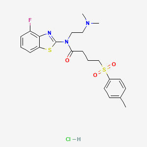 molecular formula C22H27ClFN3O3S2 B2440142 N-(2-(dimethylamino)ethyl)-N-(4-fluorobenzo[d]thiazol-2-yl)-4-tosylbutanamide hydrochloride CAS No. 1215403-62-5