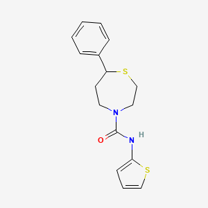 molecular formula C16H18N2OS2 B2440194 7-phenyl-N-(thiophen-2-yl)-1,4-thiazepane-4-carboxamide CAS No. 1796961-64-2