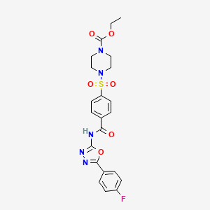 molecular formula C22H22FN5O6S B2440239 ethyl 4-(4-{[5-(4-fluorophenyl)-1,3,4-oxadiazol-2-yl]carbamoyl}benzenesulfonyl)piperazine-1-carboxylate CAS No. 533869-58-8