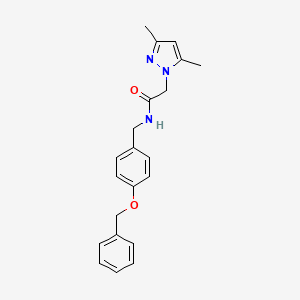 molecular formula C21H23N3O2 B2440266 N-(4-(benzyloxy)benzyl)-2-(3,5-dimethyl-1H-pyrazol-1-yl)acetamide CAS No. 1219913-82-2