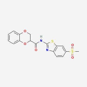 molecular formula C17H14N2O5S2 B2440279 N-(6-methanesulfonyl-1,3-benzothiazol-2-yl)-2,3-dihydro-1,4-benzodioxine-2-carboxamide CAS No. 449175-86-4
