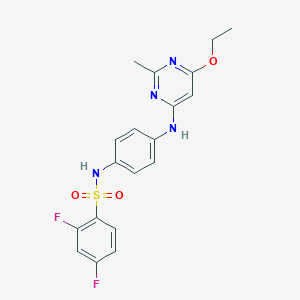 molecular formula C19H18F2N4O3S B2440343 N-(4-((6-ethoxy-2-methylpyrimidin-4-yl)amino)phenyl)-2,4-difluorobenzenesulfonamide CAS No. 946304-23-0