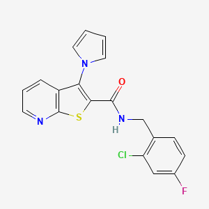 molecular formula C19H13ClFN3OS B2440348 N-(2-chloro-4-fluorobenzyl)-3-(1H-pyrrol-1-yl)thieno[2,3-b]pyridine-2-carboxamide CAS No. 1113112-96-1