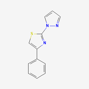 molecular formula C12H9N3S B2440360 4-phenyl-2-(1H-pyrazol-1-yl)-1,3-thiazole CAS No. 128432-98-4
