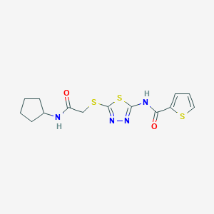 molecular formula C14H16N4O2S3 B2440373 N-(5-{[(CYCLOPENTYLCARBAMOYL)METHYL]SULFANYL}-1,3,4-THIADIAZOL-2-YL)THIOPHENE-2-CARBOXAMIDE CAS No. 604746-89-6