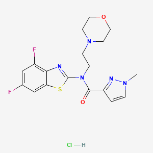 molecular formula C18H20ClF2N5O2S B2440381 N-(4,6-difluorobenzo[d]thiazol-2-yl)-1-methyl-N-(2-morpholinoethyl)-1H-pyrazole-3-carboxamide hydrochloride CAS No. 1185171-78-1