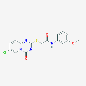 molecular formula C16H13ClN4O3S B2440382 2-({7-chloro-4-oxo-4H-pyrido[1,2-a][1,3,5]triazin-2-yl}sulfanyl)-N-(3-methoxyphenyl)acetamide CAS No. 896325-21-6