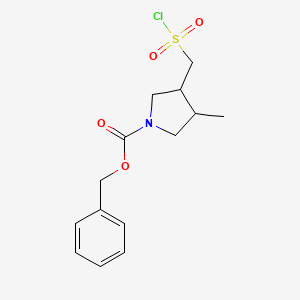 molecular formula C14H18ClNO4S B2440402 benzyl 3-[(chlorosulfonyl)methyl]-4-methylpyrrolidine-1-carboxylate CAS No. 2126161-78-0