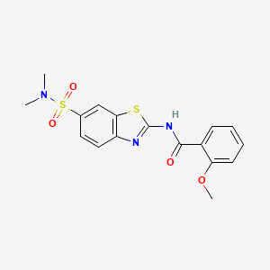 molecular formula C17H17N3O4S2 B2440450 N-[6-(dimethylsulfamoyl)-1,3-benzothiazol-2-yl]-2-methoxybenzamide CAS No. 923187-20-6