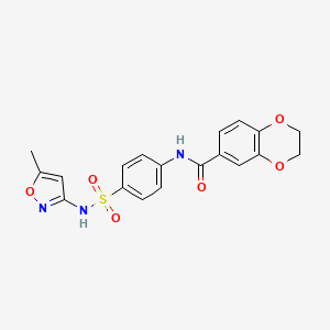 molecular formula C19H17N3O6S B2440458 N-(4-(N-(5-methylisoxazol-3-yl)sulfamoyl)phenyl)-2,3-dihydrobenzo[b][1,4]dioxine-6-carboxamide CAS No. 457651-17-1