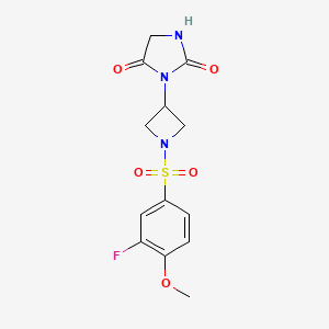 3-(1-((3-Fluoro-4-methoxyphenyl)sulfonyl)azetidin-3-yl)imidazolidine-2,4-dione